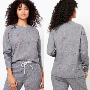 Lou & Grey embroidered heart emoji fleeceback sweatshirt, small
